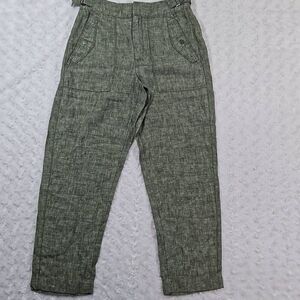 Athleta Beachy Voyager Linen Pants Aspen Olive Green Womens Size 4 Coastal Comfy